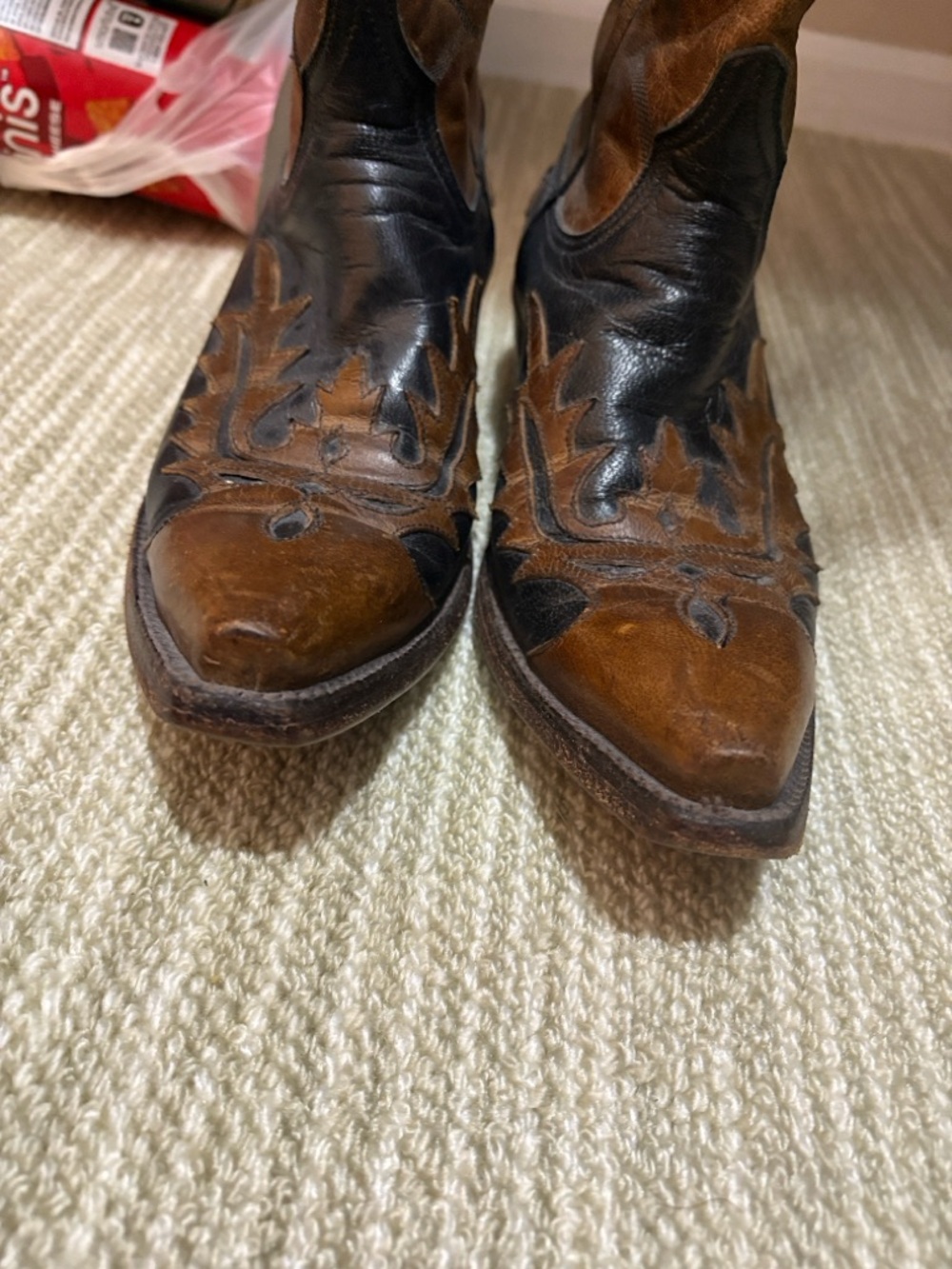 Brown Leather Heeled Western Boots - Women's Fashion - Picture 2 of 4